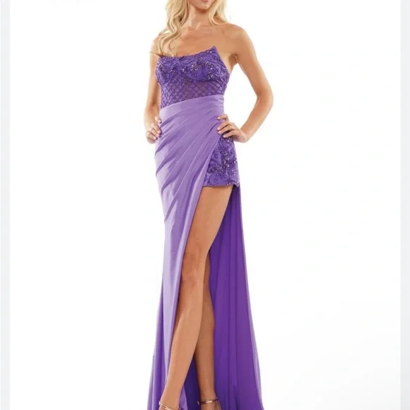 Pageant or Prom purple beaded jumpsuit with cape